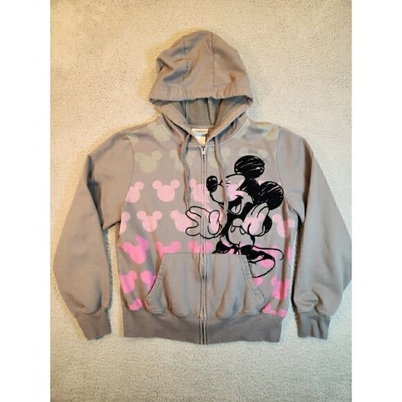 Disney World Land Hoodie Full Zip Sweatshirt Mickey Mouse Gray Kids Sz XXL - Picture 1 of 7